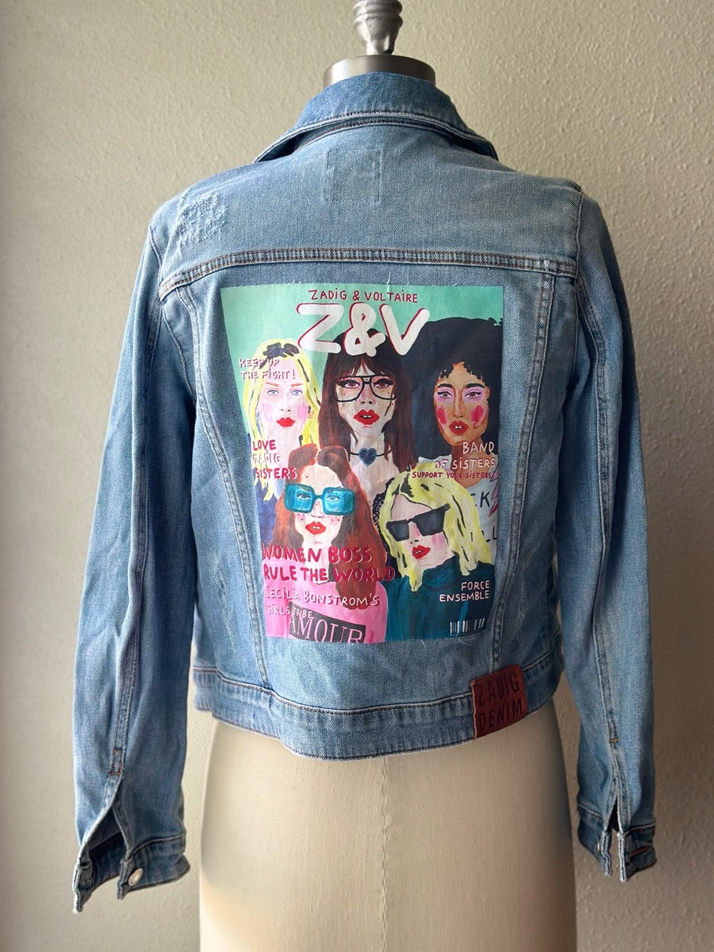 Zadig Voltaire Kioky Band of Sisters Jean Jacket Limited Edition Womens Graphic